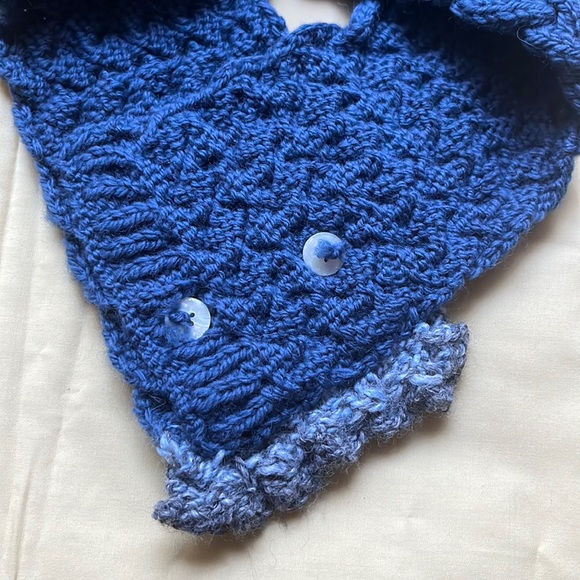 Handmade Blue Wool Cowl/Scarf - Picture 4 of 6